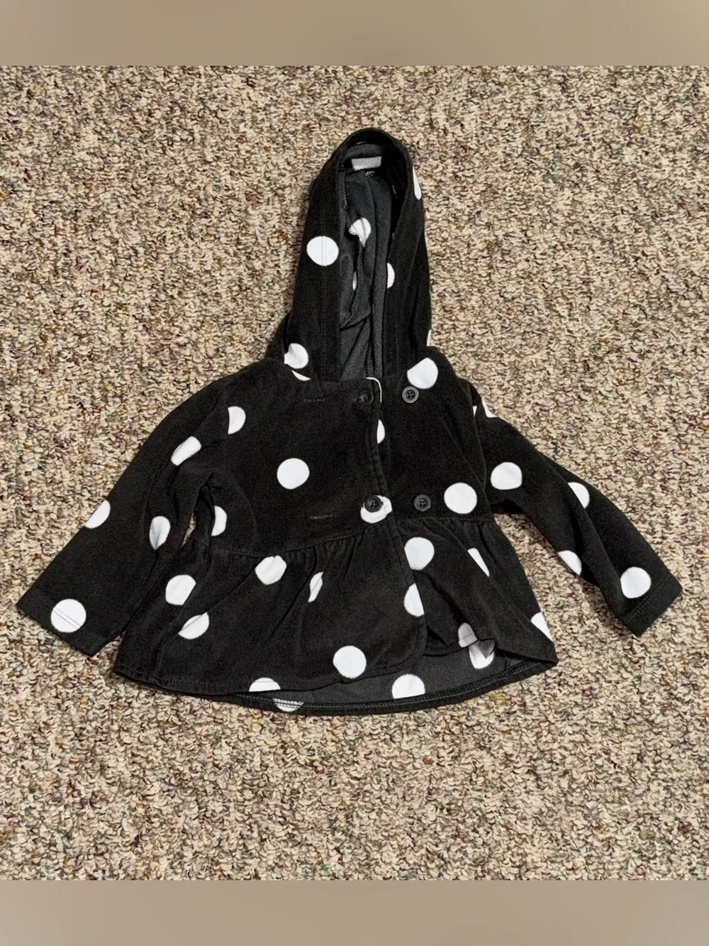 Girls toddler size 18 month coat jacket Carter's Polka Dot Hooded Pea Coat
